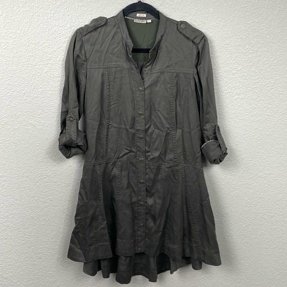Holding Horses Anthropologie Mariona Utility Shirt Dress Army Green Sz 2P - Picture 4 of 14